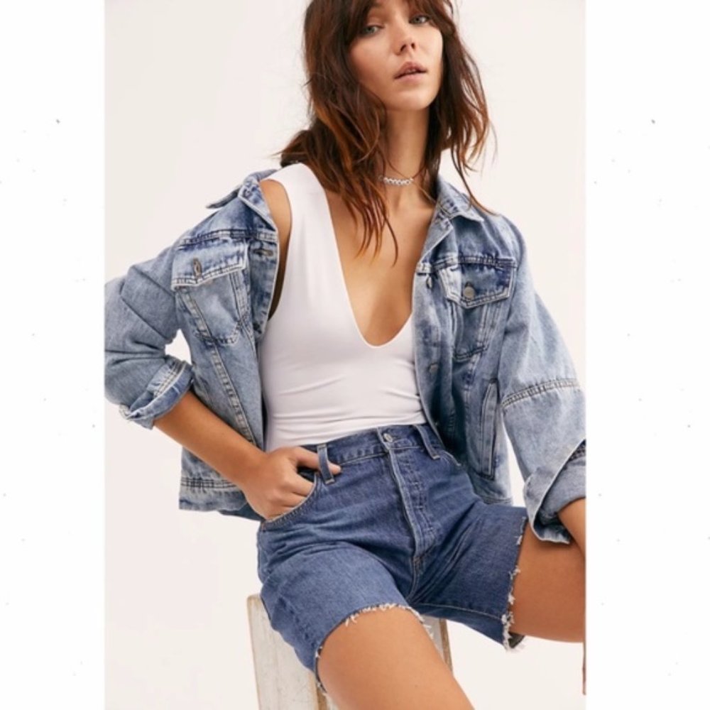 NWT FREE PEOPLE Keep It Sleek Bodysuit White Large - Picture 4 of 6